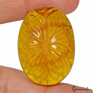 162.60 Ct Natural Yellow Fluorite Oval Carved Loose Untreated Beautiful Gemstone - Picture 1 of 6