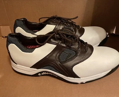 Zapatos de golf Callaway M224-14 blanco marrón para hombre talla 10,5 botín excelente estado Foto 1 de 4