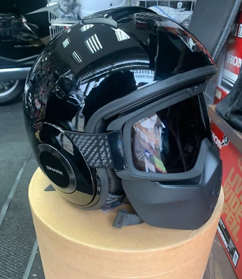 CASCO DE MOTOCICLETA SHARK DRAK RAW URBAN STREET REBEL BRILLANTE NEGRO PAINTBALL 56 SM Foto 1 de 2