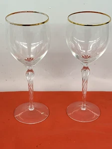 LENOX CRYSTAL -- MONROE, GOLD -- WATER GOBLETS (2) - Picture 1 of 3