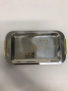 AR CAS INOX 18/10 Steel with 24k Gold Italian Serving Tray Dish FREE SHIPPING - Picture 1 of 5
