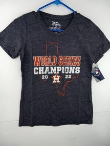 Houston Astros 2022 World Series Champions T-Shirt Women's Medium Fanatic V-Neck - Picture 1 of 3