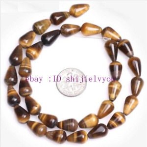 Natural 8x12mm Teardrop yellow Tiger Eye Stone Beads For Jewelry Making 15" AAA 