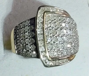 Solid 14KT Yellow Gold Pave Diamond Belt Buckle Fashion Ring size 7. ((L8)) - Picture 1 of 8