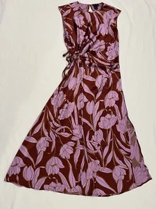 Neu mit Etikett House of Harlow 1960 Satin-Maxikleid mit Seitenbindung rosa Blumen Gr. L LESEN - Bild 1 von 12