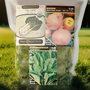 3-Pack Garden Seed Combo - Walla Walla Onion, Mustard Spinach, Pak Choi - Fresh - Picture 1 of 11