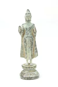 Authentic antique bronze Thai Buddhist Amulet Statue Standing Buddha, 5.9cm, Q10 - Picture 1 of 2