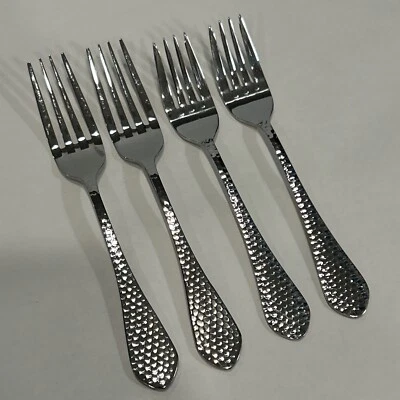 Bon Chef "Reflections" Stainless 18/10 Hammered Dinner Forks(2) Salad Forks(2) - Image 1 of 4