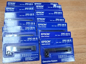 12 PCS.  GENUINE EPSON ERC-09B BLACK RIBBON CARTRIDGE - Picture 1 of 4