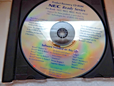 Disco CD de recuperación de producto para NEC Ready Series 7022,9012,9022,9522,9532 Foto 1 de 4
