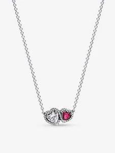 £90 RRP Pandora BRAND NEW Halo Hearts Bundle gift Necklace and Care Set With Bag - Picture 1 of 4