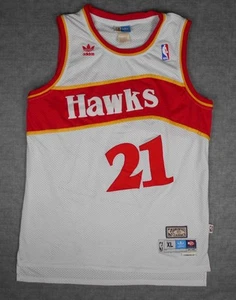 Vintage Adidas NBA Atlanta Hawks Dominique Wilkins #21 White Jersey Size XL - Picture 1 of 11