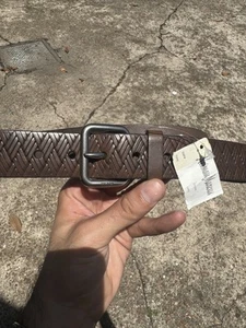 NUEVO CON ETIQUETAS 34 CINTURÓN PRADA DE LUJO 2C5453 CUERO MARRÓN NUEVO 300$ - Imagen 1 de 4