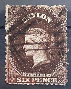 Ceylon 1863 QV 6d gebraucht PSD268 - Bild 1 von 2