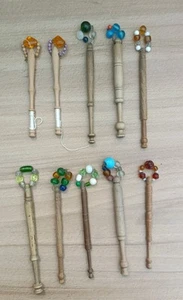 10 Vintage gemischte Holz Klöppel mit Flitter - Bild 1 von 22