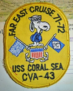 Snoopy Patch - USS CORAL SEA - Far East Cruise 1971 - 1972 - Vietnamkrieg - S.x - Bild 1 von 2
