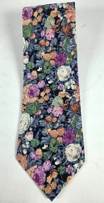 Vintage 90s Surrey Mens Necktie Multi Color Floral 100% Cotton USA - Image 1 of 4