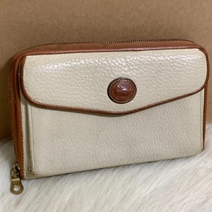 DOONEY & BOURKE Lrg Vintage Bone Leather ZIP ALONG Clutch Wallet XBody Belt W52 - Picture 1 of 15