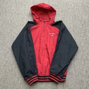 NWT Vintage 90s Polo Sport Ralph Lauren Red Full Zip Windbreaker Jacket Boys M - Picture 1 of 10