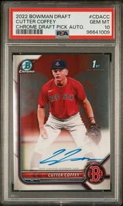 2022 Bowman Draft Chrome 1st Cutter Coffey Auto PSA 10 Gem - Picture 1 of 3