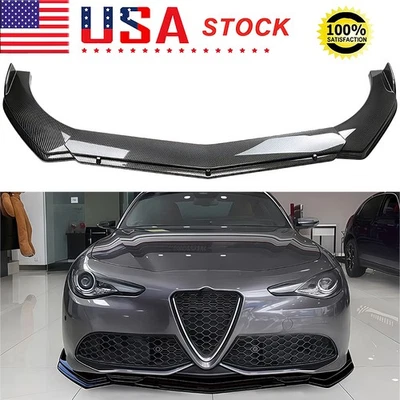 Divisor de alerón labial de parachoques delantero para Alfa Romeo Giulia universal de fibra de carbono Foto 1 de 4