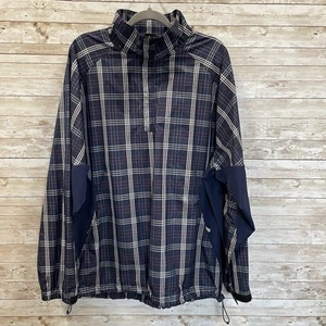 Chaqueta Pullover Zero Restriction Para Hombres 2XL Azul Marino A Cuadros Serie Tour 1/4 Cremallera Cincha - Imagen 1 de 19