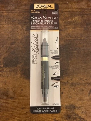 LOREAL Paris Brow Stylist Kabuki Blender WP Brow Crayon 313 BRUNETTE sealed NIP - Image 1 of 2