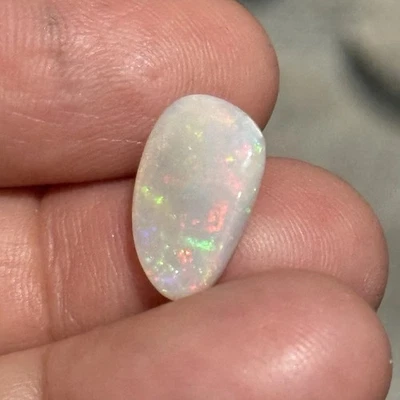 3.2ct 14.9x9.3x3.4mm Solid White Coober Pedy Australian Opal Cabochon Loose Gem - Image 1 of 4