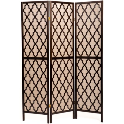 LEGACY DECOR 3 or 4 Panels Room Divider Rattan Cane Webbing Insert with Decorative Cutouts