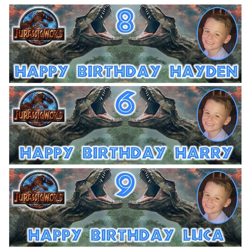 JURASSIC WORLD Photo Personalised Birthday Banners - Jurassic Park Party Banners