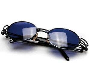 yohji yamamoto Vintage Sunglasses 52-6105 Black Elements \ Blue Lenses - Picture 1 of 2