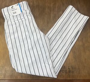 Medium Baseball Pants White +Black Pinstripes  CHAMPRO Full-Length Adult Mens
