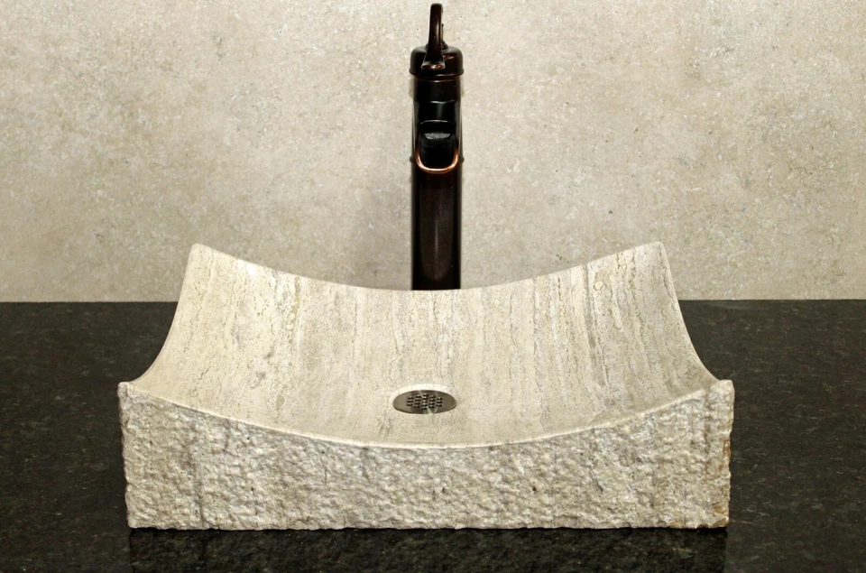 Stone sink bathroom vessel sink travertine marble sinks - Image 1 of 4