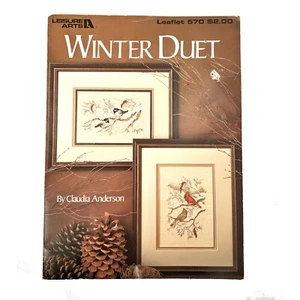 Chickadees Cross Stitch Leaflet 1987 Winter Duet Claudia Anderson Cardinals Vtg - Picture 1 of 3