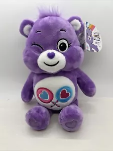 Care Bears Magic Purple Share Bear Plush 9" Winking Lollipop Candy Hearts NEW - Picture 1 of 12