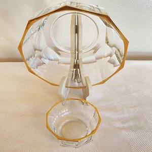 Vintage Cut Glass Decagon Bowls Made In Italy With Gold Plate Rims - Picture 1 of 11