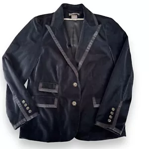 Nueva Chaqueta Blazer Esmoquin Terciopelo Negro Mujer 14 100% Algodón Detalles de Diseñador - Imagen 1 de 11
