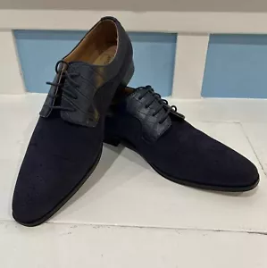 Antonio Cerrelli Mens Size 12 Navy Blue Oxfords Fancy Dress Shoes Stock#6841 EUC - Picture 1 of 9