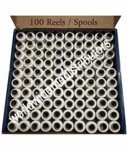 100 White Spools 100% Polyester Sewing Thread 135m Reel Spun Tubes Free Shipping - Picture 1 of 5