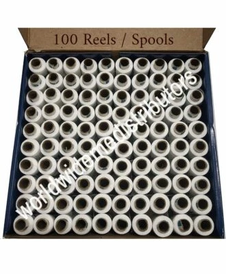 100 White Spools 100% Polyester Sewing Thread 135m Reel Spun Tubes Free Shipping - Image 1 of 4