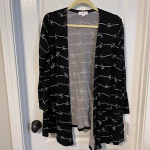 Neu Lularoe Caroline schwarz weiß Schleife offen Cardigan Pullover Medium - Bild 1 von 8