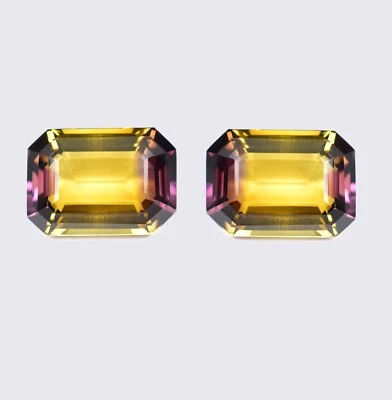 1 Par 20 x 16 MM Natural Bicolor Bolivia Ametrino Piedras Preciosas Sin Tratar Certificadas Foto 1 de 3
