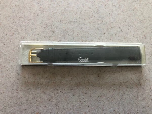 Vintage NOS Speidel Unused Black Cowhide Watch Band w Gold Tone Buckle 16L - Picture 1 of 2