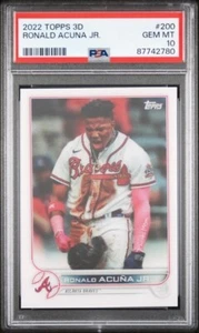 RONALD ACUNA JR * PSA 10 * POP 2 * 2022 TOPPS MLB 3D BASEBALL CARD #200 BRAVES - Picture 1 of 3