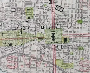 Vintage 1911 WASHINGTON DC Map 14"x22" Old Antique Original CAPITAL WHITE HOUSE - Picture 1 of 11