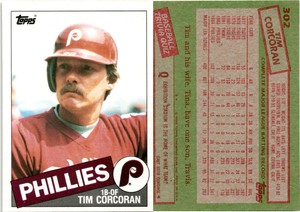 Tim Corcoran 1985 Topps Baseball Card 302  Philadelphia Phillies