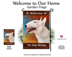 Welcome Garden Flag - White Bull Terrier 028 - Picture 1 of 1