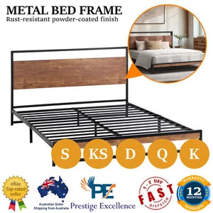Metal Bed Frame Queen Double King Single Size Beds Base Platform Slatted Design - Picture 1 of 39