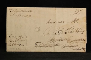 India: 1838 Hand Carried Stampless Cover to USA, Fayetteville, Vt. & Forwarded - Picture 1 of 6