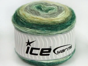 Cake Alpaca Wool Blend 67399 Ice Yarns Green Grey Yellow DK 100g 339y - Picture 1 of 5